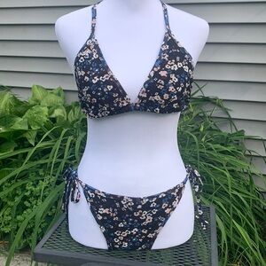 Blue Floral String Bikini
